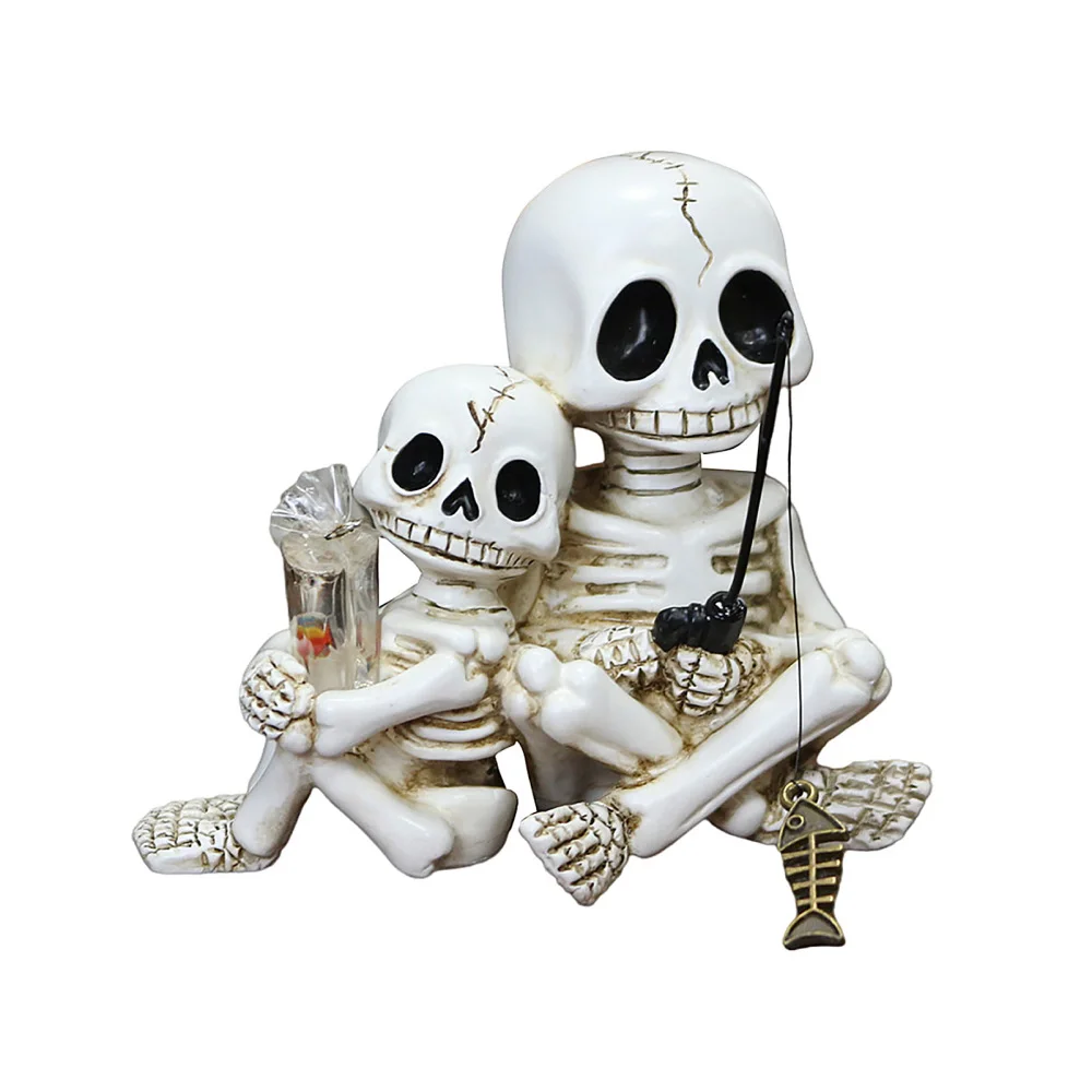 Plant Parental - Halloween Parent-Child Skull Statue Resin Potted